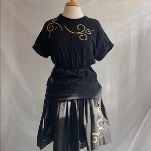 SOLD-Med 2 piece top and skirt black